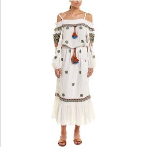 Figue Helena Cold Shoulder Embroidered Midi Dress